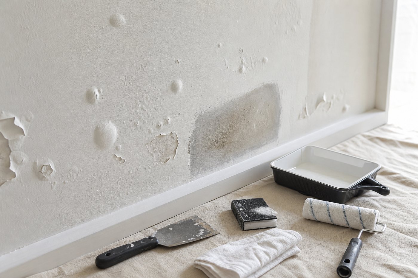 Bulles dans la peinture fraîche du mur : que faire