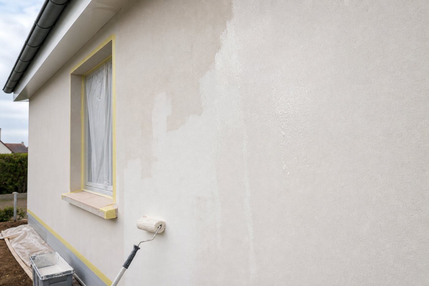 Couches de peinture sur une façade