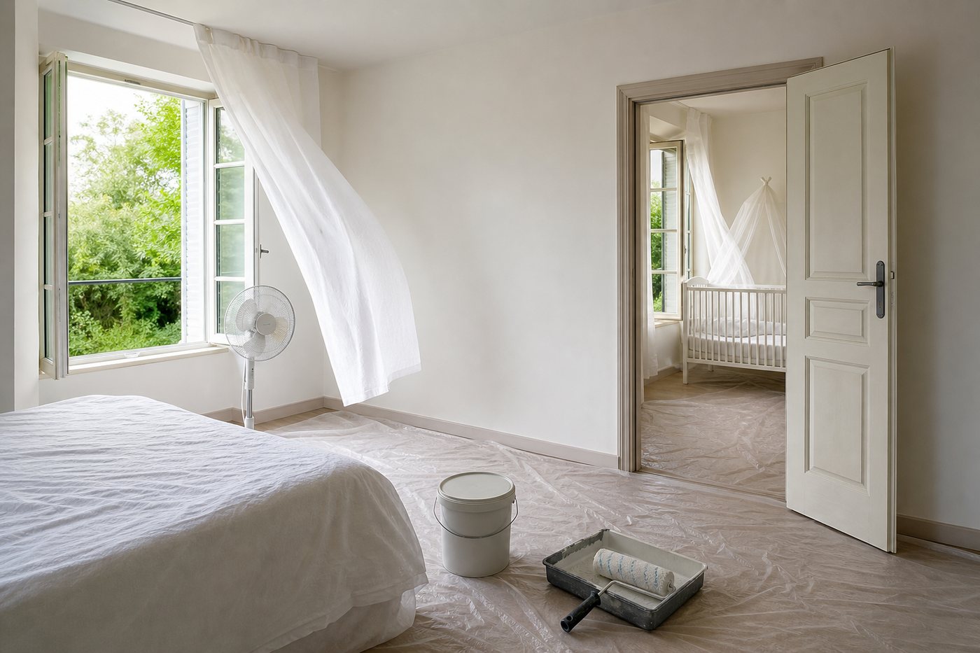 Dormir dans une chambre fraîchement repeinte