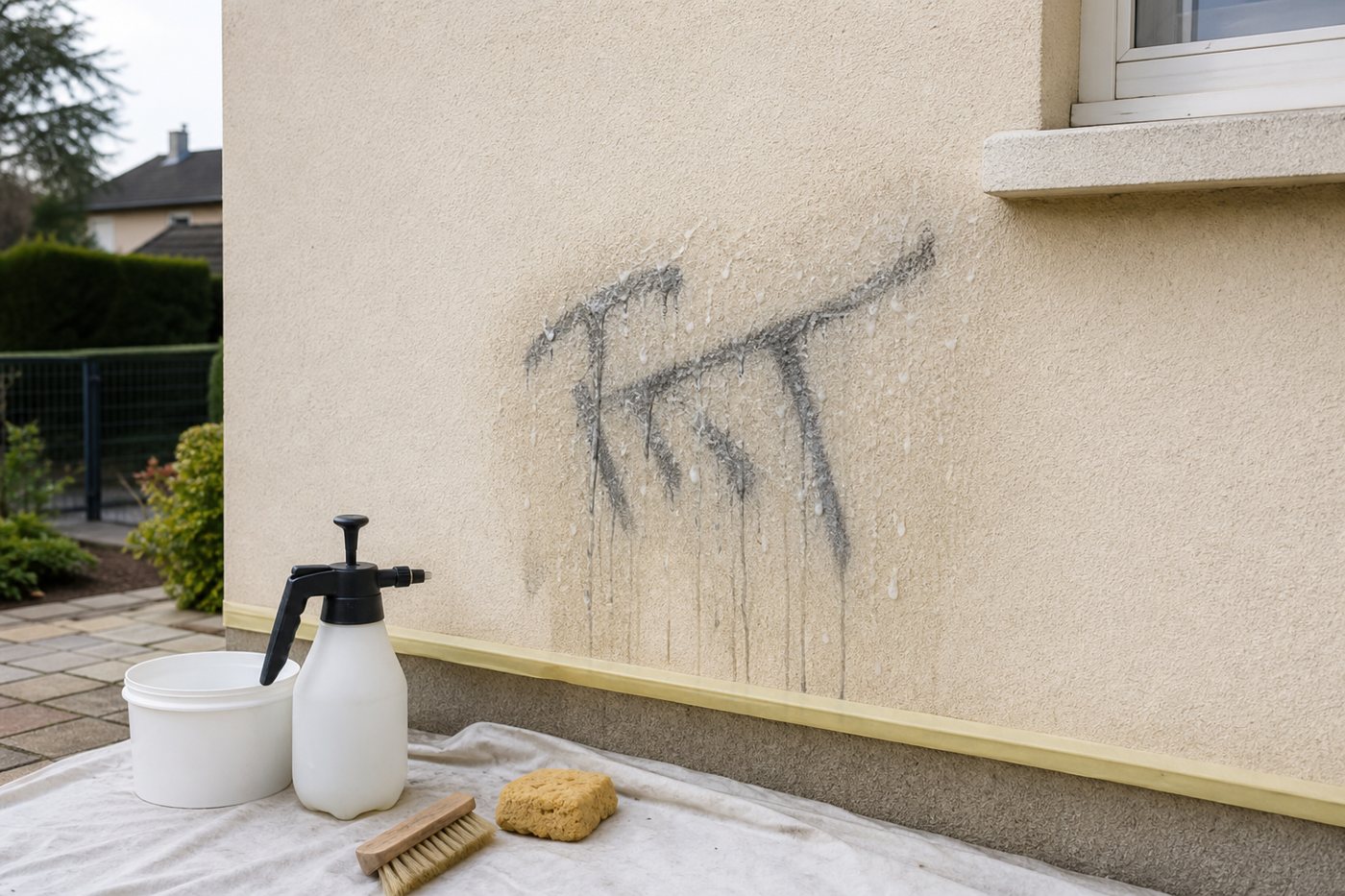 Enlever un tag sur un mur de façade sans décaper l’enduit