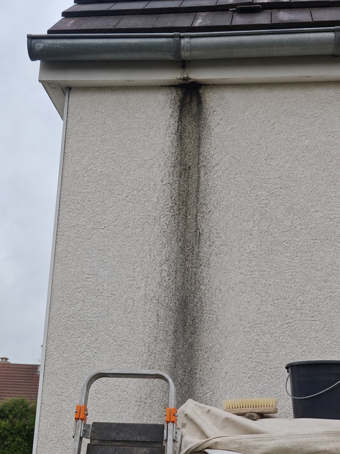 Façade noircie sous la gouttière
