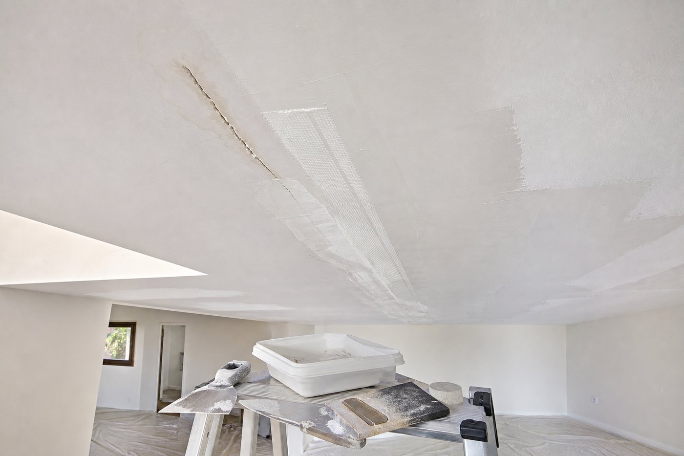 Fissure au plafond en placo : réparer avant de peindre