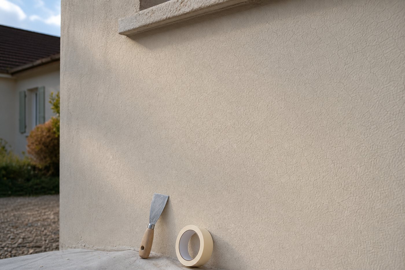 Microfissures en faïençage sur enduit de façade
