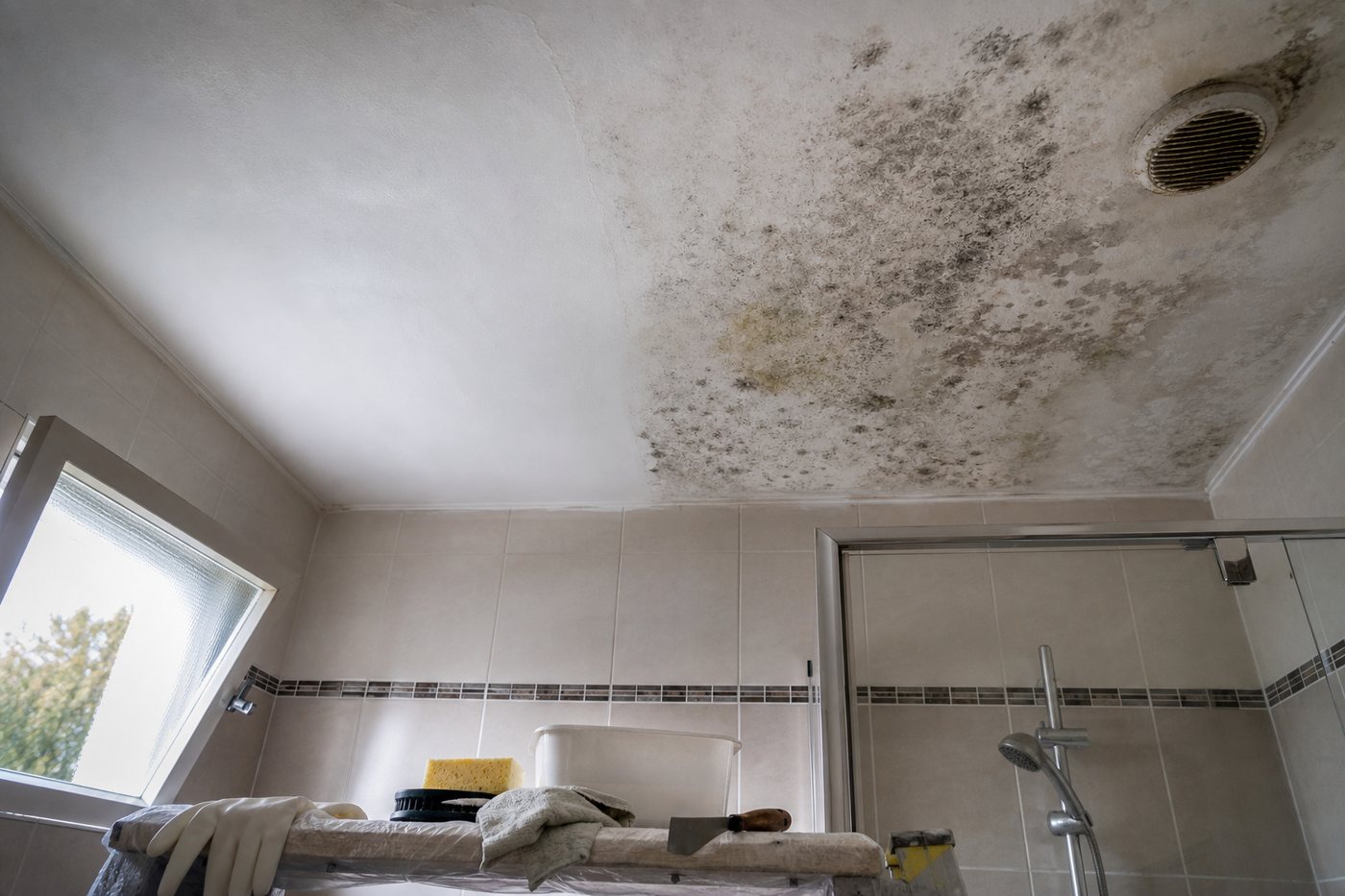 Moisissure au plafond de la salle de bain : que faire