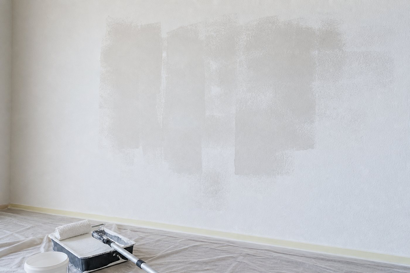 Mur neuf qui boit la peinture : bien l’uniformiser