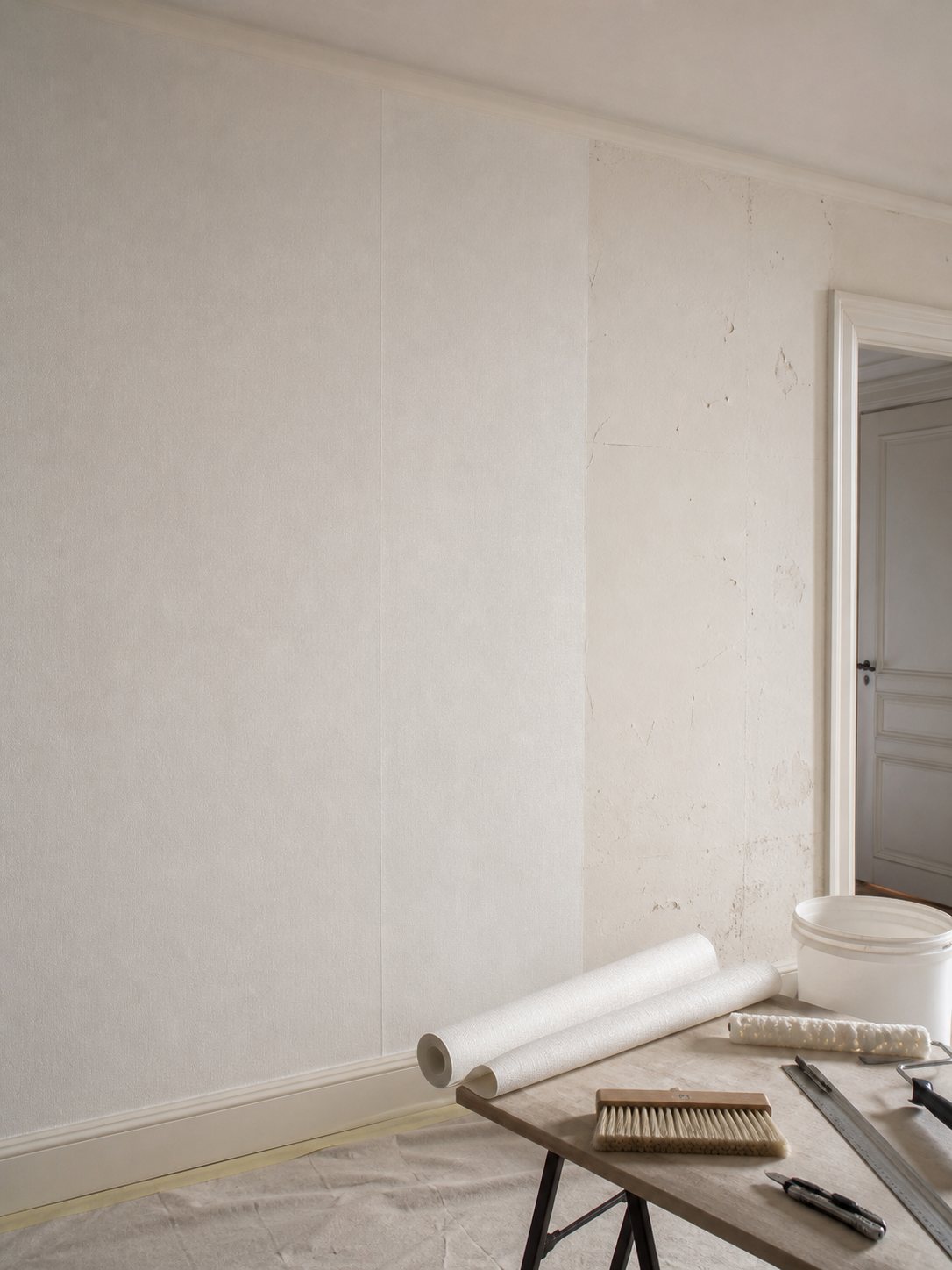 Papier peint à peindre sur un mur abîmé : efficace ?
