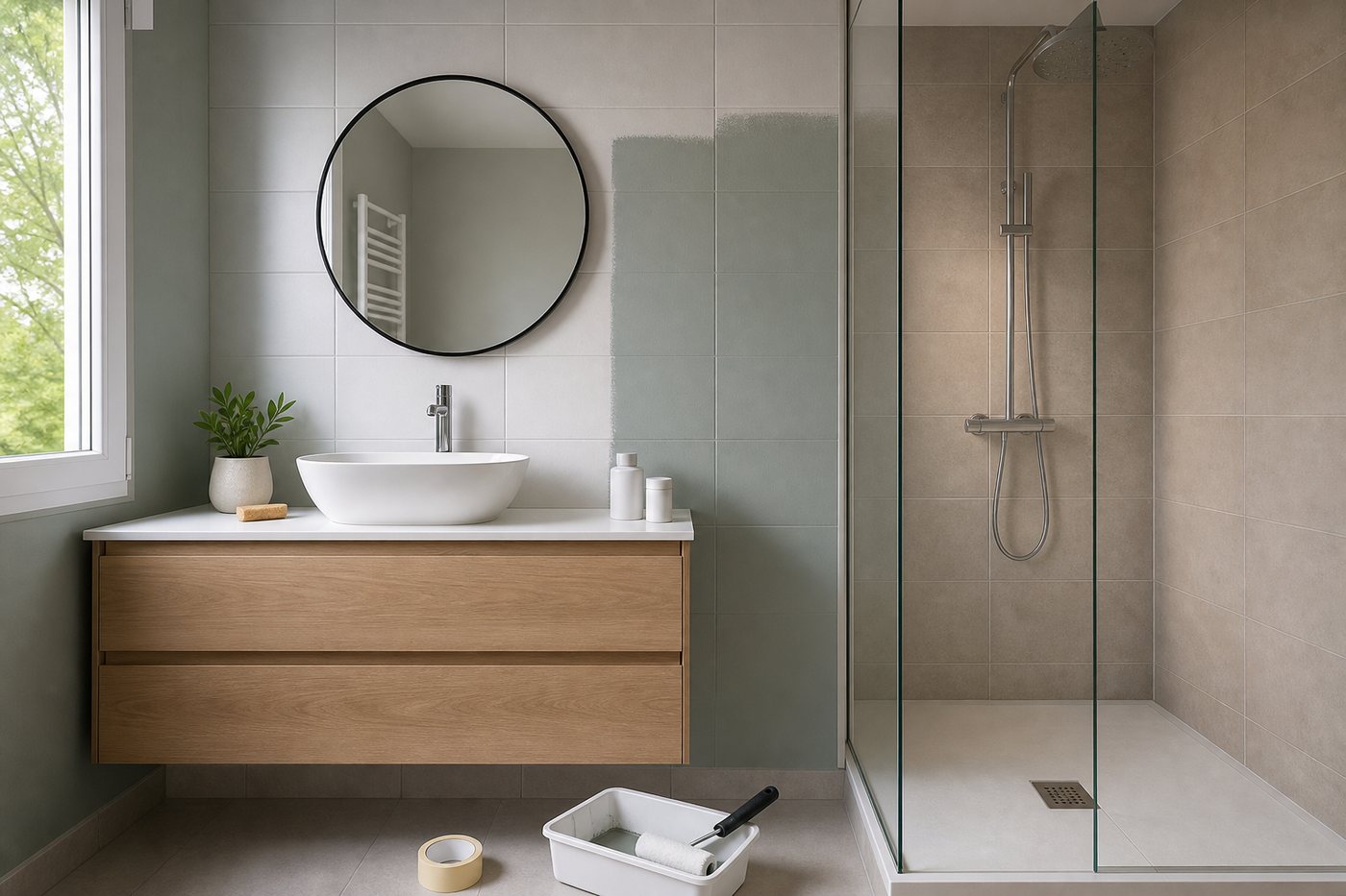 Peindre le carrelage mural d'une salle de bain : ça dure