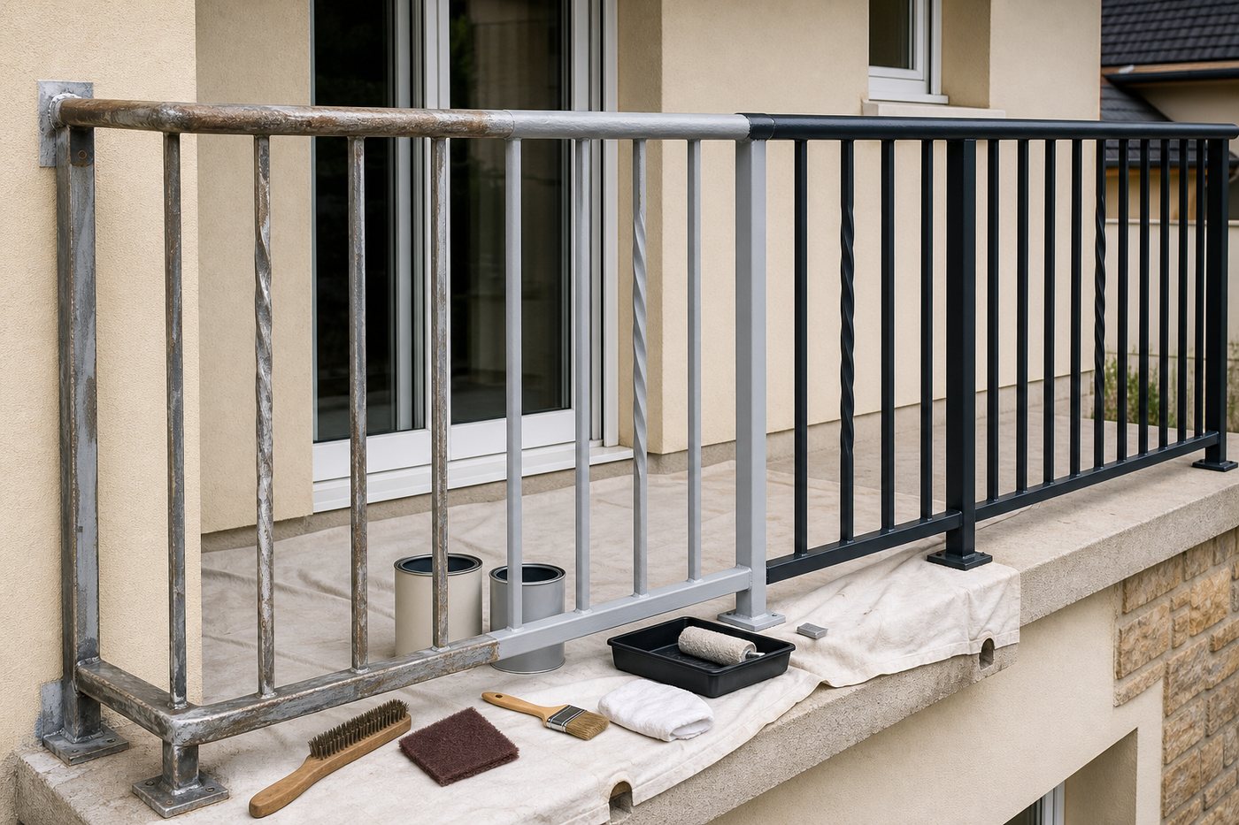 Peindre un garde-corps de balcon en métal