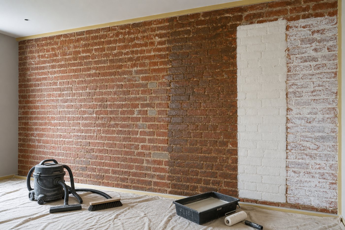 Peindre un mur en brique à l'intérieur : préparation