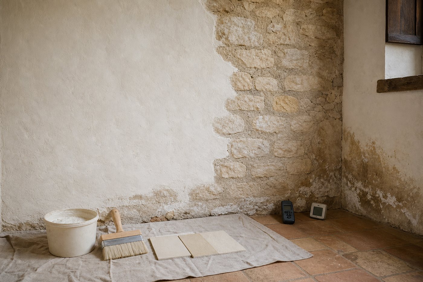 Peindre un mur en pierre à l'intérieur : le laisser respirer