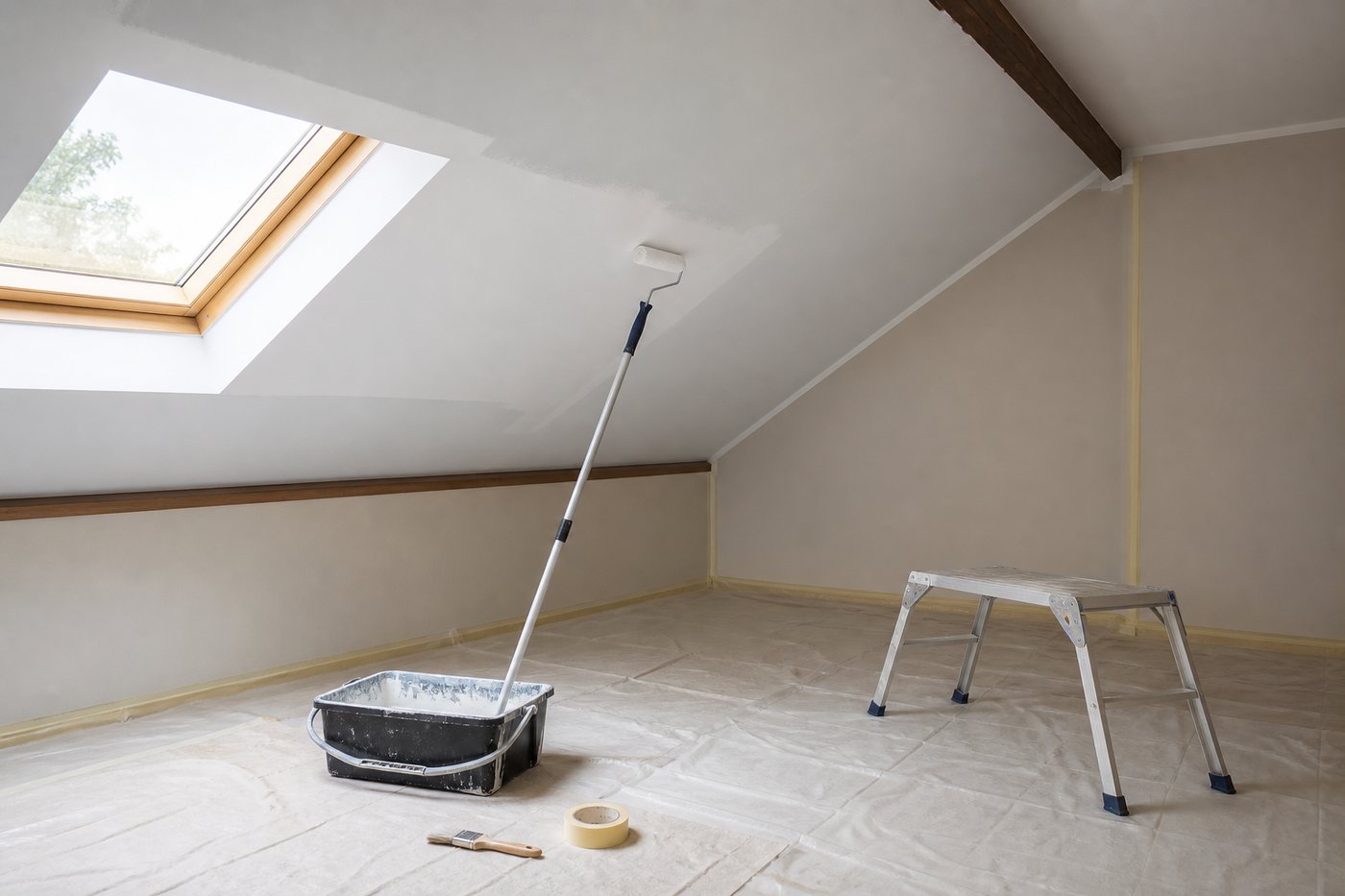 Peindre un plafond sous rampants de combles : méthode
