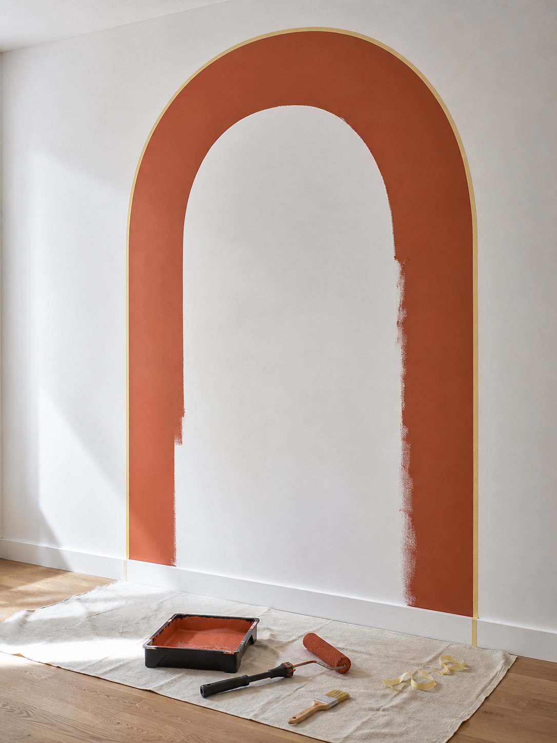 Peindre une arche de couleur sur un mur : tracé facile
