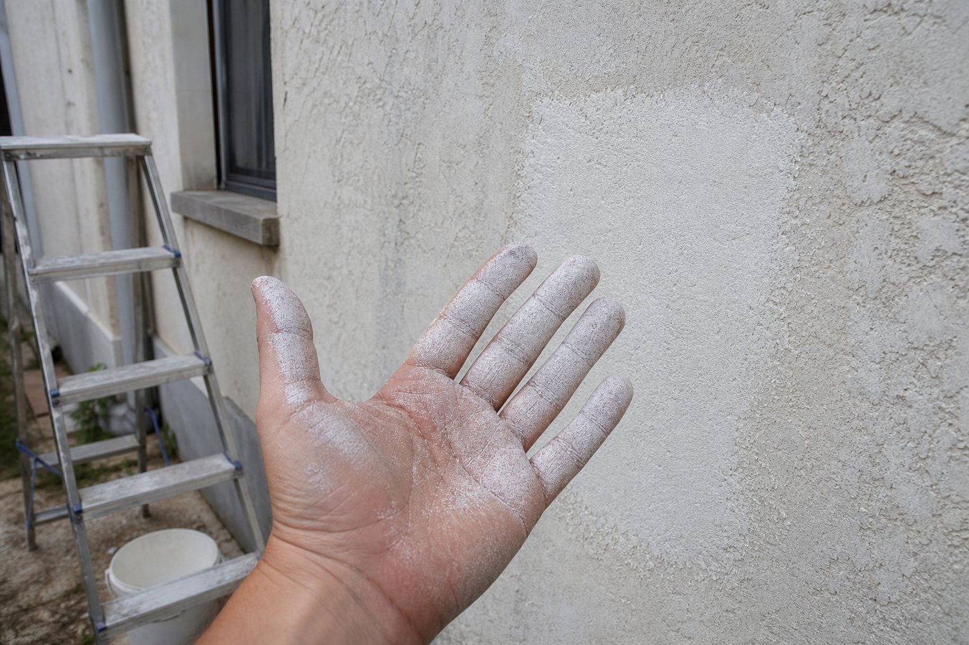 Peinture de façade qui laisse de la poudre sur la main