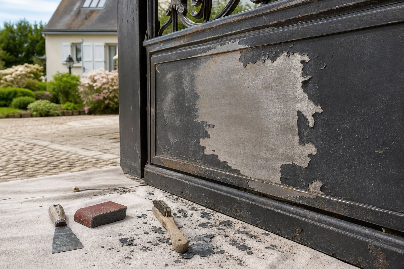 Peinture du portail qui s'écaille : préparer le support