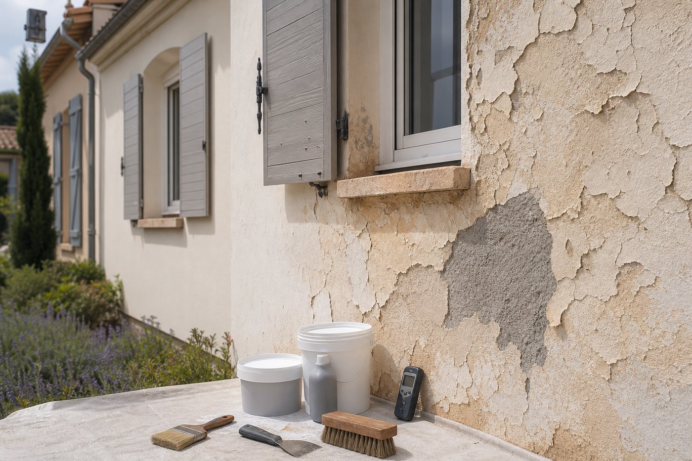 Peinture écaillée seulement sur la face sud