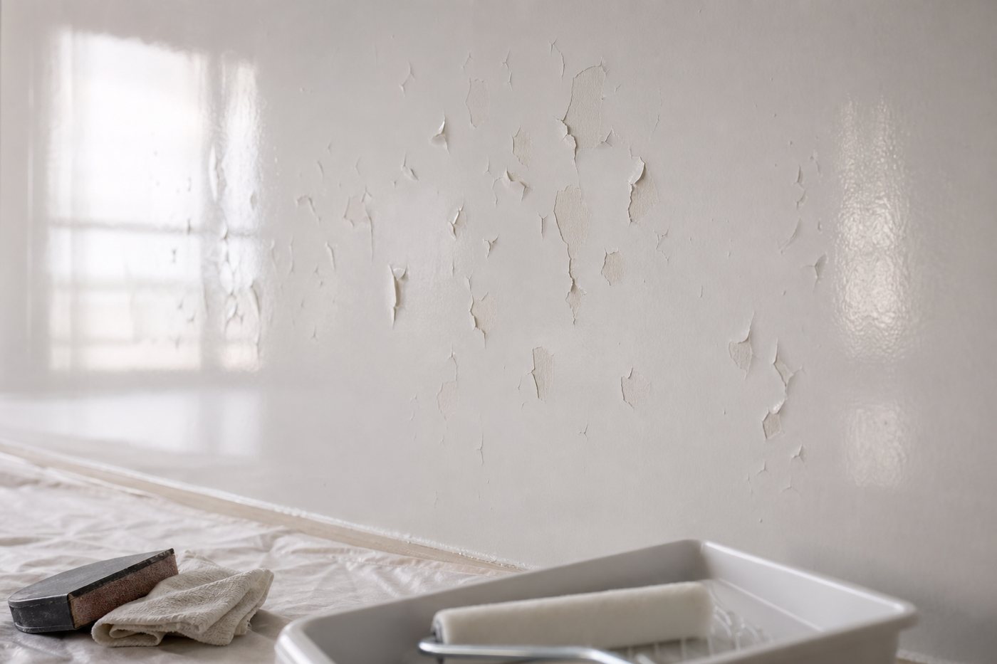 Peinture qui n'accroche pas sur un mur brillant