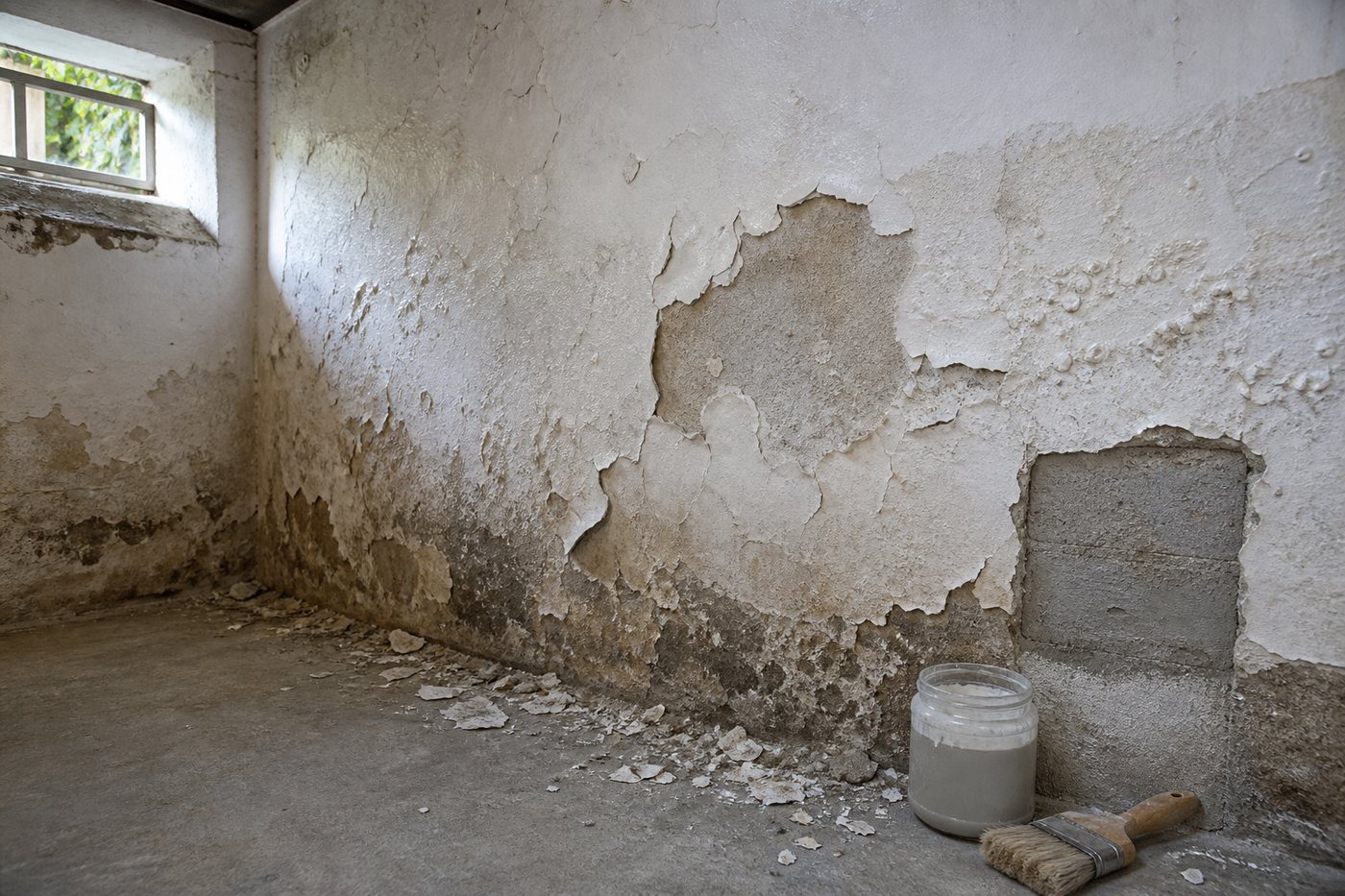 Peinture qui s'écaille dans une cave : l'humidité en cause