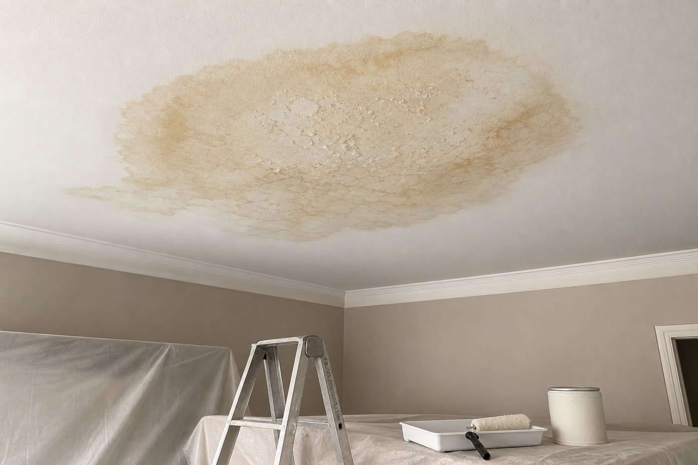 Plafond taché après dégât des eaux : quand intervenir