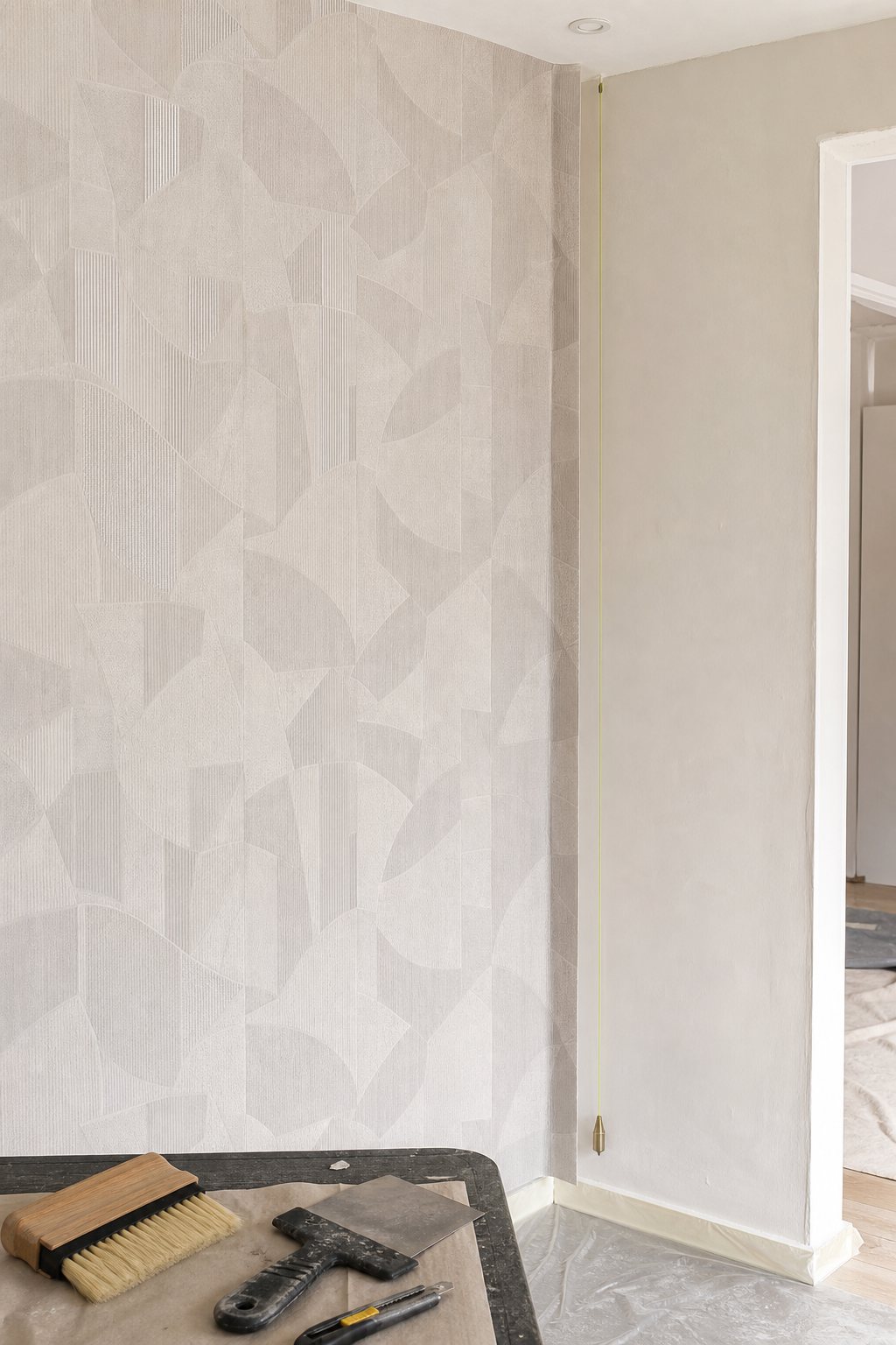 Poser du papier peint dans un angle de mur