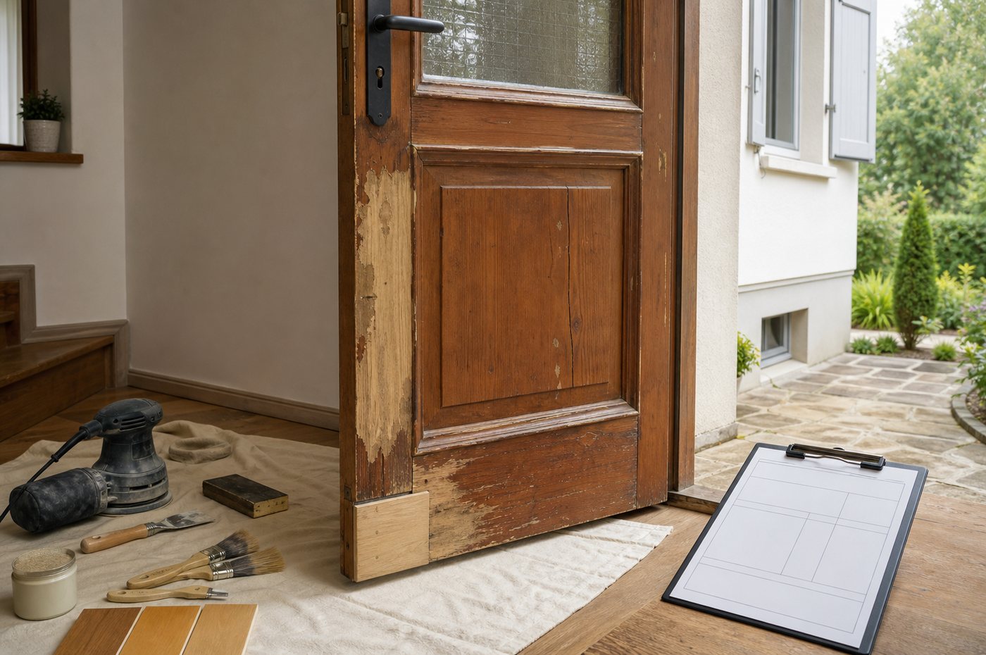 Prix rénovation d’une porte d’entrée en bois : devis