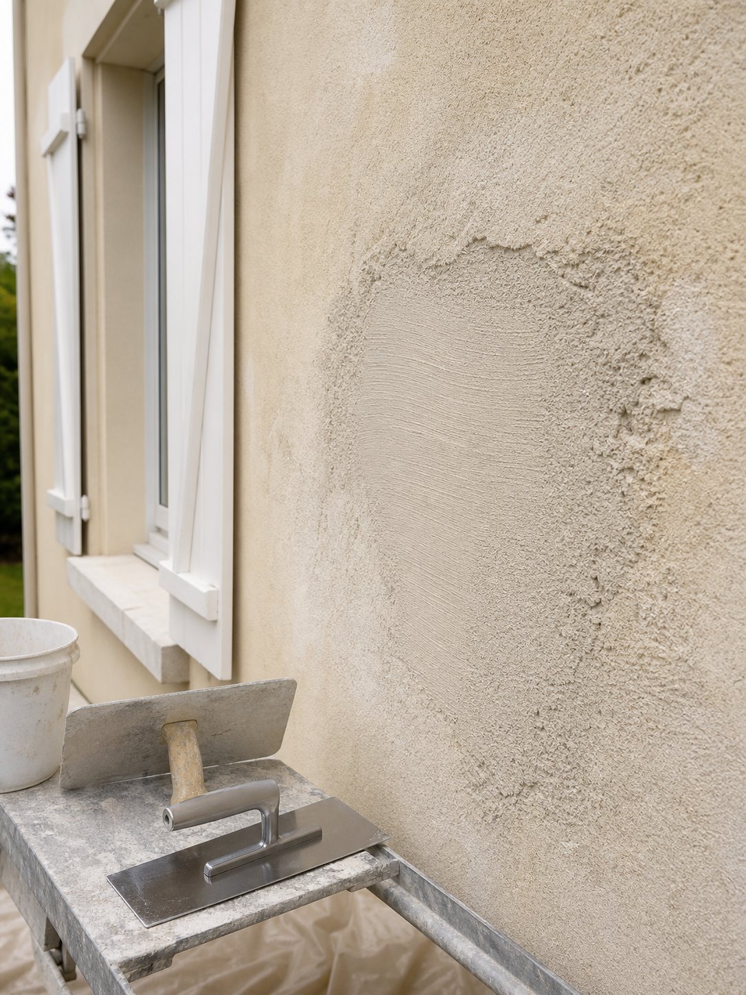 Reprendre un enduit de façade sur une zone abîmée