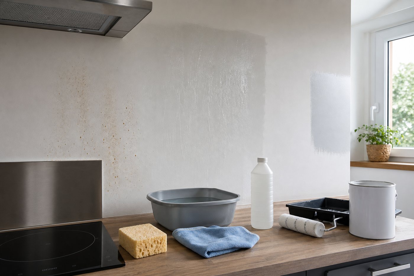 Taches de gras sur le mur de la cuisine : bien dégraisser
