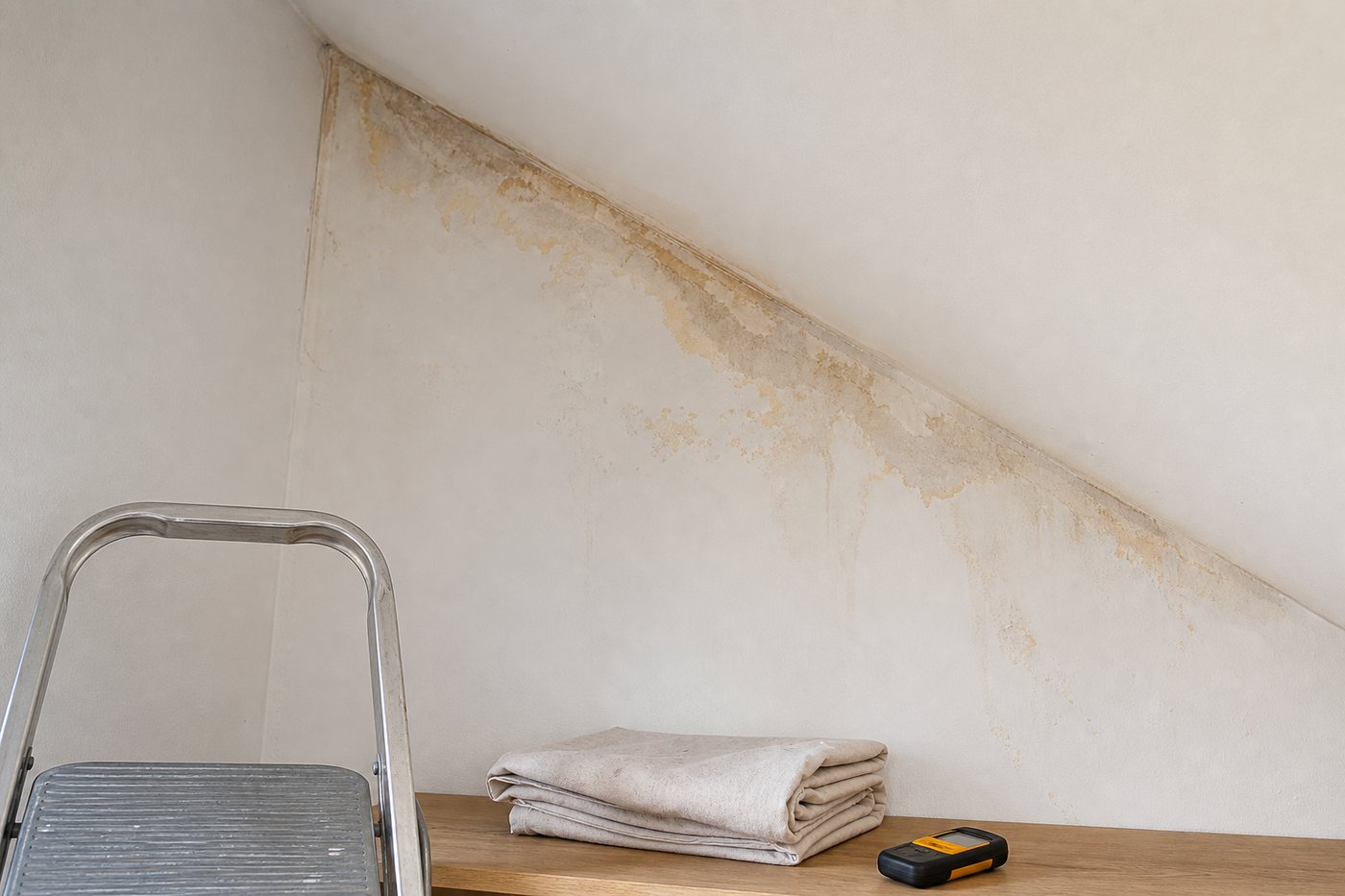Traces d'humidité en haut du mur : la toiture en cause ?