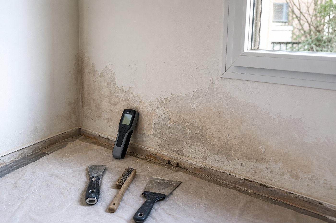 Traitement taches humidité Le Mans avant peinture