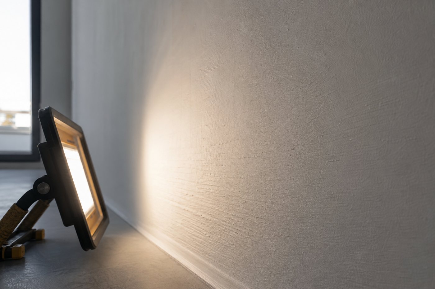 Contrôle d'un mur en lumière rasante après ponçage